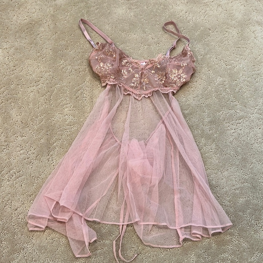 Victoria’s Secret Pink with Rose Gold Lingerie Set